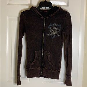 Brown Thin Jacket with Rhinestones.